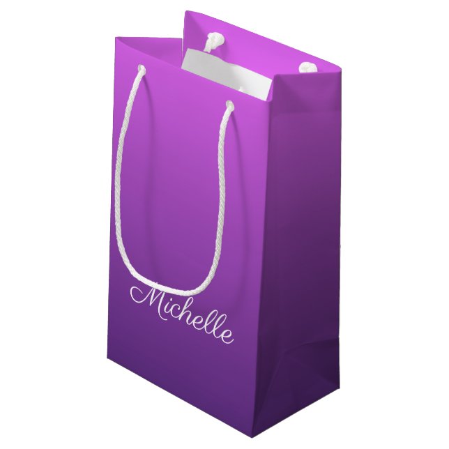 Petit Sac Cadeau Personalisé violet ombre (Dos Angle)