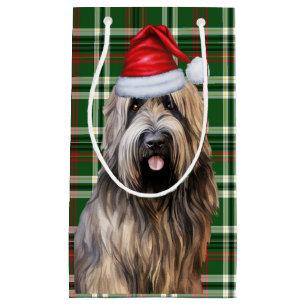 Petit Sac Cadeau Pharde de vacances Berger Chien vert Plaid Noël