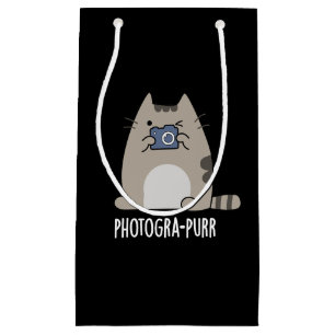 Petit Sac Cadeau Photograh-purr Funny Cat Photographe Pun Dark BG