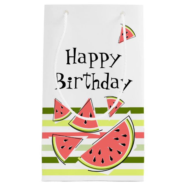 Petit Sac Cadeau Pièces de pastèque en bande mince Anniversaire (Devant)