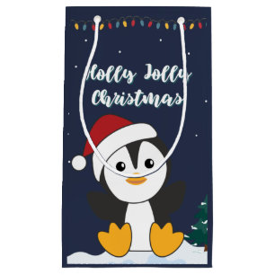 Petit Sac Cadeau Pingouin Noël Neige Hiver Animaux Penguins Sma