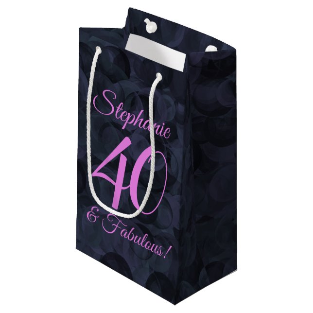 Petit Sac Cadeau Pink Black 40 et fabuleuse fête d'anniversaire (Devant Angle)