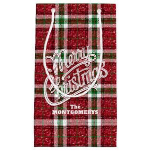 Petit Sac Cadeau Plaid de Noël scintillant 