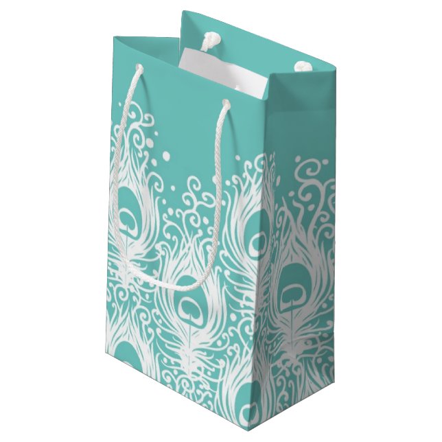 Petit Sac Cadeau Plumes molles de paon (Dos Angle)