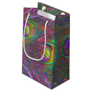 Petit Sac Cadeau Plumes Peacock Tinsel de Noël