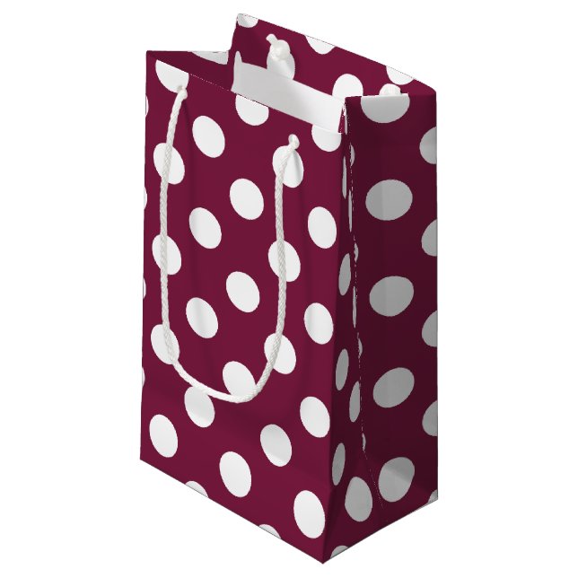 Petit Sac Cadeau Pois blancs en Bourgogne (Devant Angle)