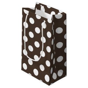Petit Sac Cadeau Pois blancs sur brun