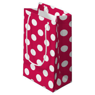Petit Sac Cadeau Pois blancs sur cerise