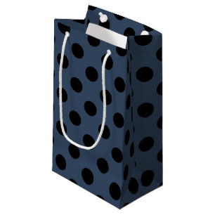 Petit Sac Cadeau Pois noirs sur gris-bleu