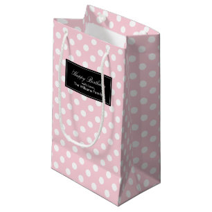 Petit Sac Cadeau Pois roses personnalisés