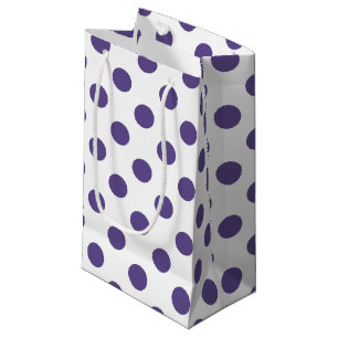 Petit Sac Cadeau Pois ultra violets sur blanc