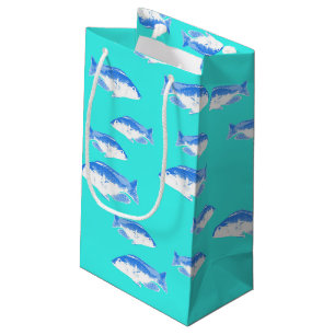 Petit Sac Cadeau Poisson bleu turquoise