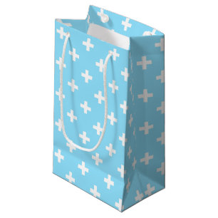 Petit Sac Cadeau Polka blanche croise sur bleu bébé