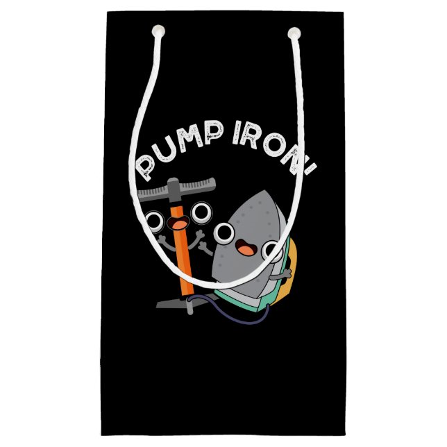 Petit Sac Cadeau Pompe Fer amusant Exercice Pun Dark BG (Devant)