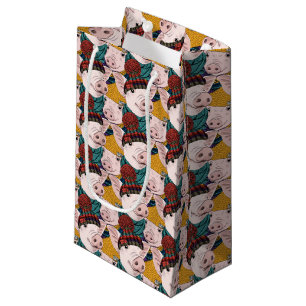 Petit Sac Cadeau Porcs avec le motif de casquettes