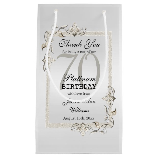 Petit Sac Cadeau Posh 70e anniversaire Platinum (Devant)