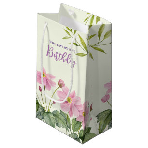 Petit Sac Cadeau Pour Anniversaire Aquarelle Rose Japonais Anemone
