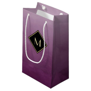 Petit Sac Cadeau Pourpre balayé élégant avec le monogramme simpl