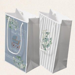 Petit Sac Cadeau Poussette Bébé Bleu Poussiéreux Panneau Personnali