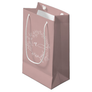 Petit Sac Cadeau Poussière de rose poudrée Monogramme Féminin Écrit