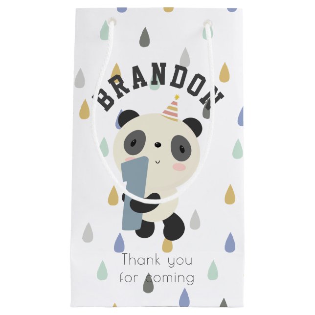 Petit Sac Cadeau Premier Anniversaire de Cute Panda (Devant)