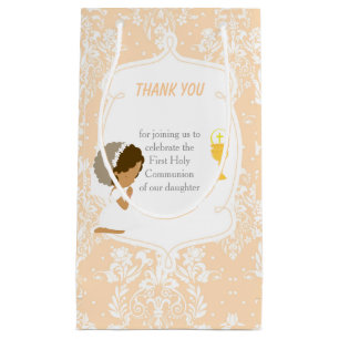 Petit Sac Cadeau Première communion fille afro-américaine remerciem