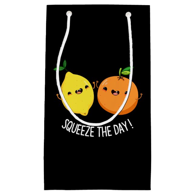 Petit Sac Cadeau Pressez Le Jour Fruit Positif Pun Fruit Dark BG (Devant)