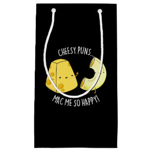Petit Sac Cadeau Puns Cheesy Mac Me So Happy Funny Food Pun Dark BG