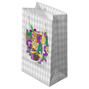 PETIT SAC CADEAU PURPLE OR VERT HEUREUX MARDI GRAS