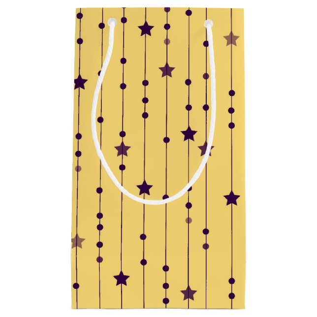 Petit Sac Cadeau Purple Stars Yellow Pop Art Holiday (Devant)