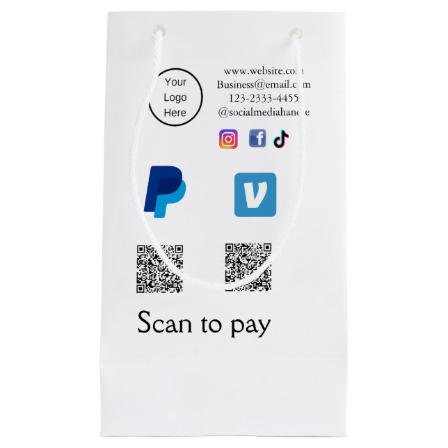 Petit Sac Cadeau Q R code PayPal venmo scanner payer ajouter médias (Devant)