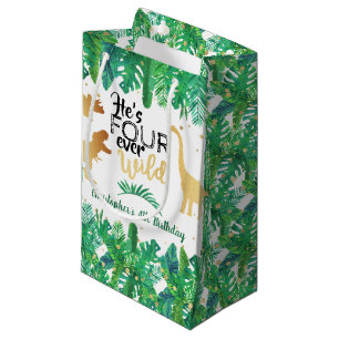 Petit Sac Cadeau Quatre Dinosaures Sauvages Boys 4e anniversaire