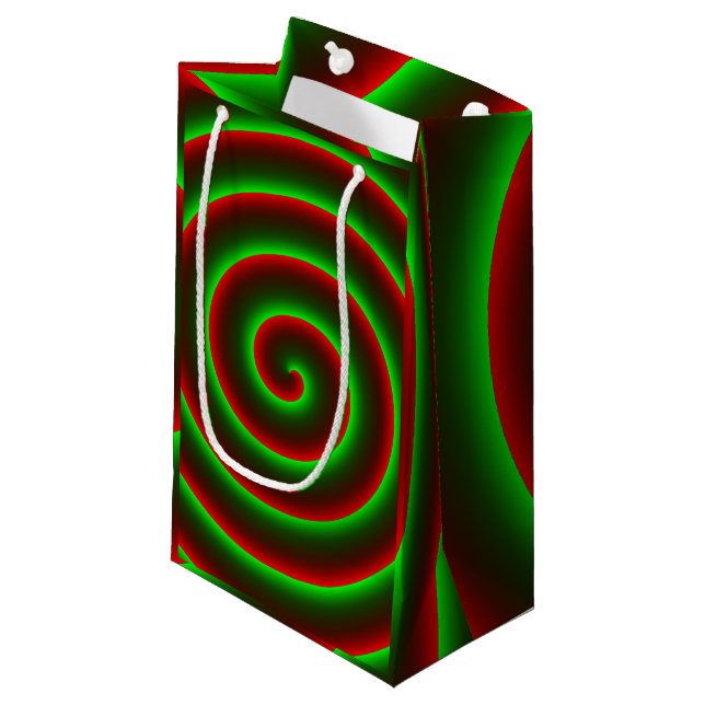 Petit Sac Cadeau Quer mudar ou vermelho ? Espiral verde chamativo. (Devant Angle)