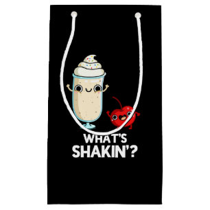 Petit Sac Cadeau Quoi de Shakin Funny Cherry Milkshake Pun Dark BG