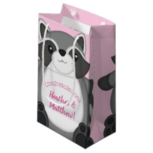 Petit Sac Cadeau Raccoon Baby shower rose