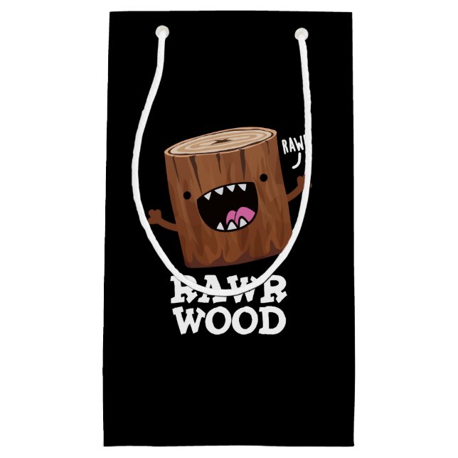 Petit Sac Cadeau Rawer Wood Funny Nature Pun Dark BG (Devant)