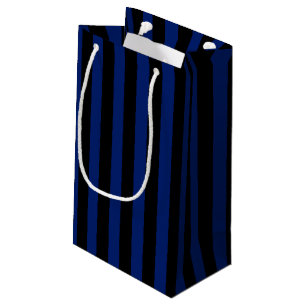 Petit Sac Cadeau Rayures de bonbons bleues et noires