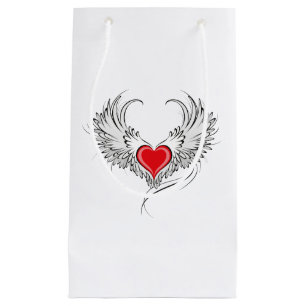 Petit Sac Cadeau Red Angel Coeur avec ailes