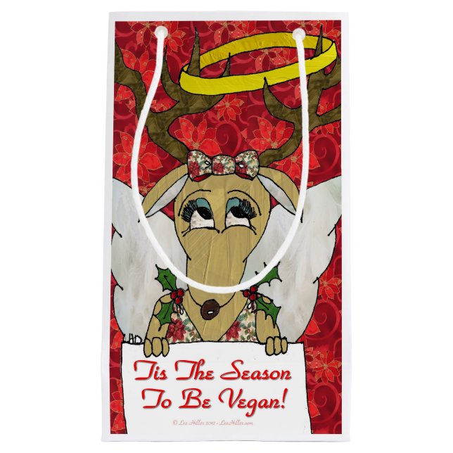 Petit Sac Cadeau Reindeer Angel C'est la saison d'être Vegan (Devant)