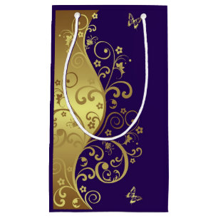 Petit Sac Cadeau Remous d'or et pourpre foncé
