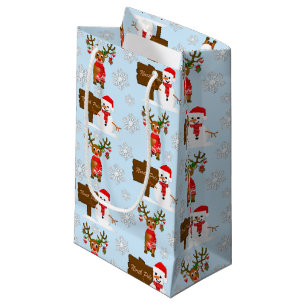 Petit Sac Cadeau Rennes De Noël Et Snowmen