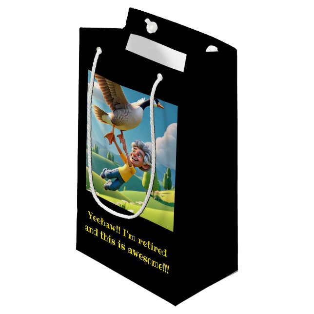 PETIT SAC CADEAU " RETRAITÉ ET HEUREUX " (Devant Angle)