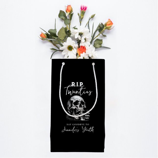 Petit Sac Cadeau RIP Années Whiskey Gothique Crâne Noir Anniversair (Créateur téléchargé)