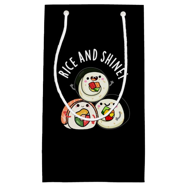 Petit Sac Cadeau Riz Et Brillant Sushi Roll Pun Dark BG (Devant)