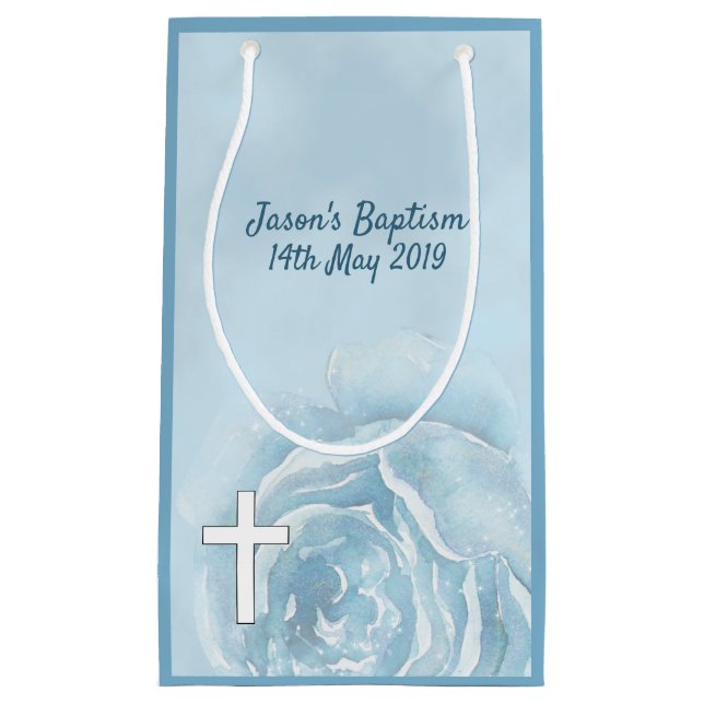 Petit Sac Cadeau Rose bleu étincelant (Devant)