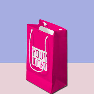 Petit Sac Cadeau Rose Chaud - ajouter un logo gras