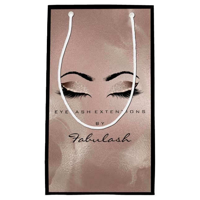 Petit Sac Cadeau Rose de maquillage noir des cils (Devant)