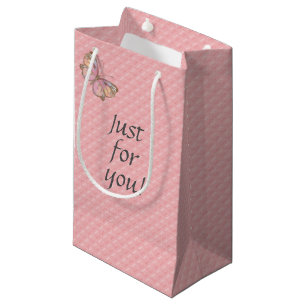 Petit Sac Cadeau rose en relief avec papillon