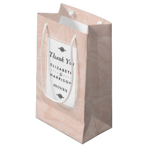 Petit Sac Cadeau Rose marbré Elégant mariage vintage Faveur du mari