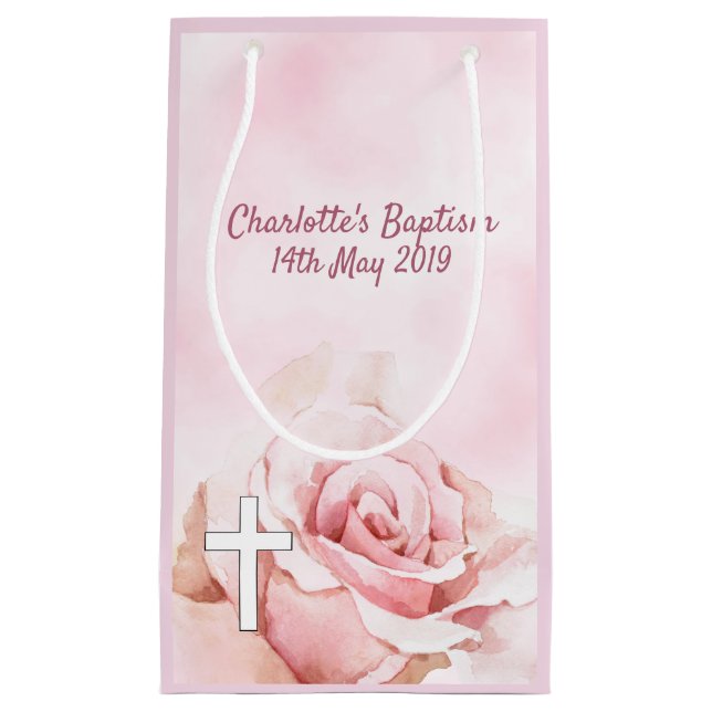 Petit Sac Cadeau Rose rose floral (Devant)